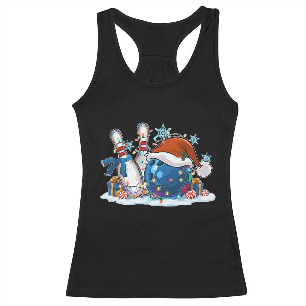 Funny Christmas Bowling Santa Hat Xmas Bowler Racerback Tank Top TS11 Black Print Your Wear