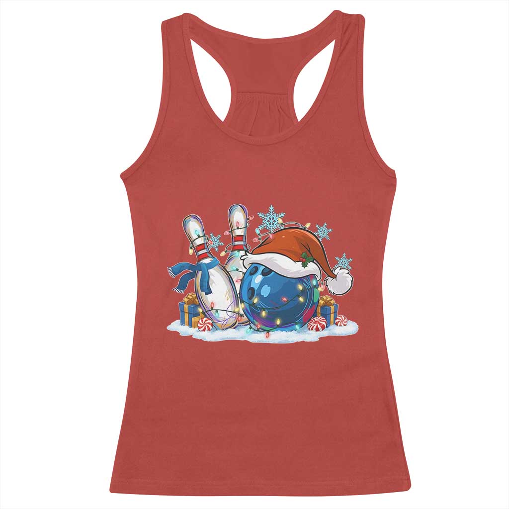 Funny Christmas Bowling Santa Hat Xmas Bowler Racerback Tank Top TS11 Red Print Your Wear