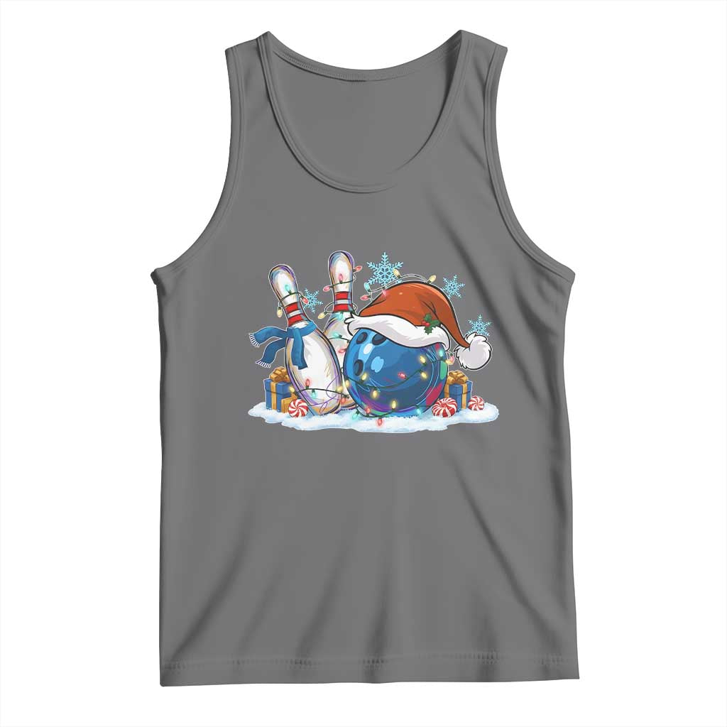 Funny Christmas Bowling Santa Hat Xmas Bowler Tank Top TS11 Black Heather Print Your Wear