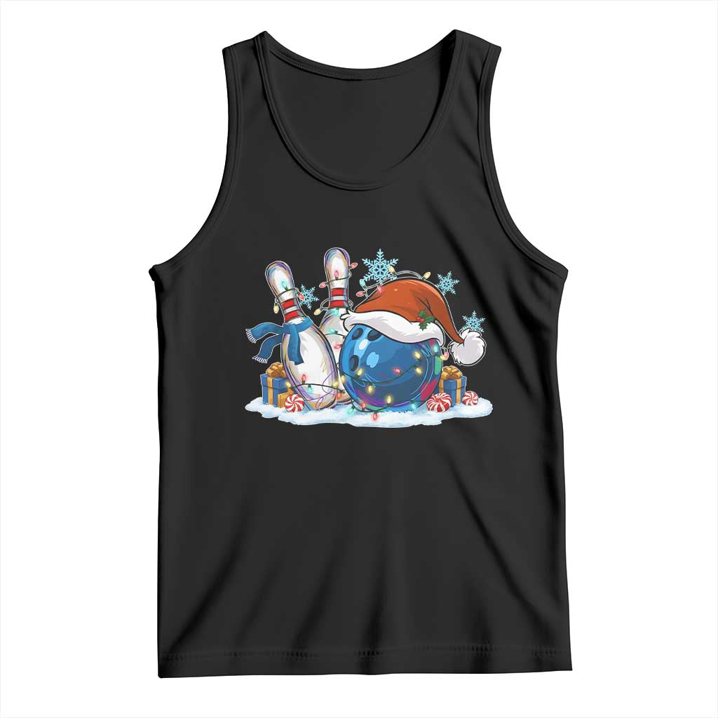 Funny Christmas Bowling Santa Hat Xmas Bowler Tank Top TS11 Black Print Your Wear