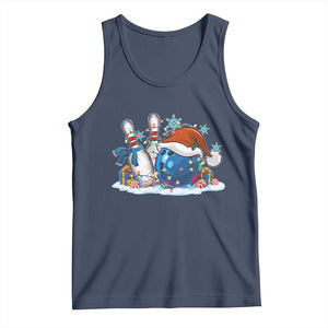 Funny Christmas Bowling Santa Hat Xmas Bowler Tank Top TS11 Navy Print Your Wear