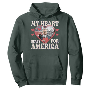 Funny Trump Valentine's Day Hoodie My Heart Beats For America White House TS11 Dark Forest Green Print Your Wear