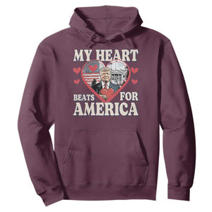 Funny Trump Valentine's Day Hoodie My Heart Beats For America White House TS11 Maroon Print Your Wear