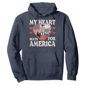 Funny Trump Valentine's Day Hoodie My Heart Beats For America White House TS11 Navy Print Your Wear