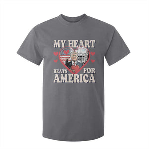 Funny Trump Valentine's Day T Shirt For Kid My Heart Beats For America White House TS11 Charcoal Print Your Wear