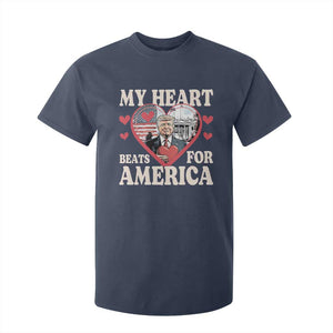 Funny Trump Valentine's Day T Shirt For Kid My Heart Beats For America White House TS11 Navy Print Your Wear