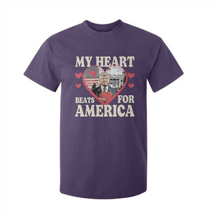 Funny Trump Valentine's Day T Shirt For Kid My Heart Beats For America White House TS11 Purple Print Your Wear