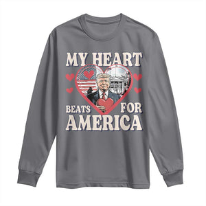 Funny Trump Valentine's Day Long Sleeve Shirt My Heart Beats For America White House TS11 Charcoal Print Your Wear