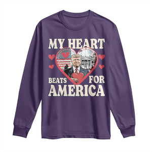 Funny Trump Valentine's Day Long Sleeve Shirt My Heart Beats For America White House TS11 Purple Print Your Wear