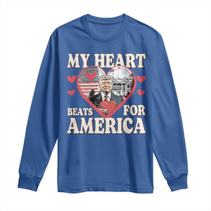 Funny Trump Valentine's Day Long Sleeve Shirt My Heart Beats For America White House TS11 Royal Blue Print Your Wear