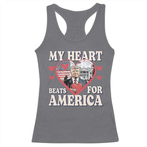 Funny Trump Valentine's Day Racerback Tank Top My Heart Beats For America White House TS11 Charcoal Print Your Wear