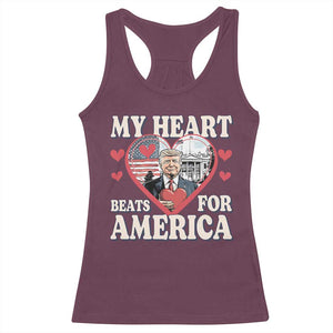 Funny Trump Valentine's Day Racerback Tank Top My Heart Beats For America White House TS11 Maroon Print Your Wear