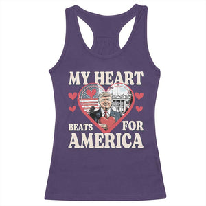 Funny Trump Valentine's Day Racerback Tank Top My Heart Beats For America White House TS11 Purple Print Your Wear