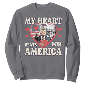 Funny Trump Valentine's Day Sweatshirt My Heart Beats For America White House TS11 Charcoal Print Your Wear