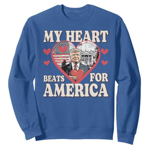 Funny Trump Valentine's Day Sweatshirt My Heart Beats For America White House TS11 Royal Blue Print Your Wear