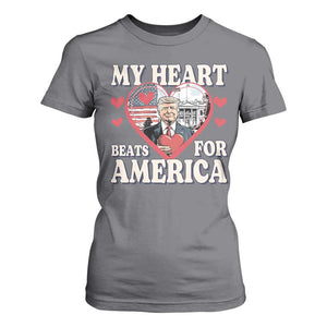 Funny Trump Valentine's Day T Shirt For Women My Heart Beats For America White House TS11 Charcoal Print Your Wear