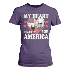 Funny Trump Valentine's Day T Shirt For Women My Heart Beats For America White House TS11 Purple Print Your Wear