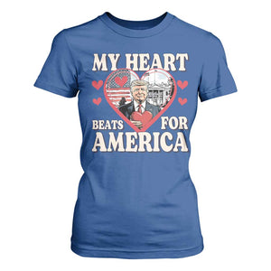 Funny Trump Valentine's Day T Shirt For Women My Heart Beats For America White House TS11 Royal Blue Print Your Wear