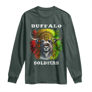 Buffalo Soldiers Long Sleeve Shirt African American Heros Black History Month TS11 Dark Forest Green Print Your Wear