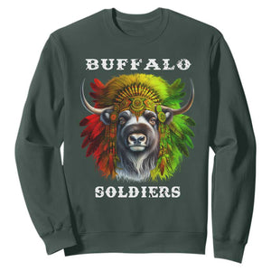 Buffalo Soldiers Sweatshirt African American Heros Black History Month TS11 Dark Forest Green Print Your Wear