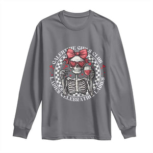 Funny Galentine's Day Long Sleeve Shirt Galentine Girls Club Ladies Celebrating Ladies Skeleton TS11 Charcoal Print Your Wear