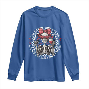 Funny Galentine's Day Long Sleeve Shirt Galentine Girls Club Ladies Celebrating Ladies Skeleton TS11 Royal Blue Print Your Wear