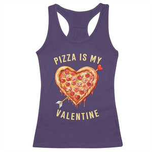 Funny Pizza Is My Valentine Racerback Tank Top Valentine's Day Heart Pepperoni Slice TS11 Purple Print Your Wear