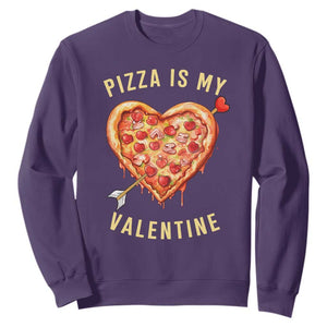 Funny Pizza Is My Valentine Sweatshirt Valentine's Day Heart Pepperoni Slice TS11 Purple Print Your Wear