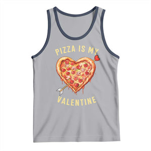 Funny Pizza Is My Valentine Tank Top Valentine's Day Heart Pepperoni Slice TS11 Athletic Heather Navy Print Your Wear