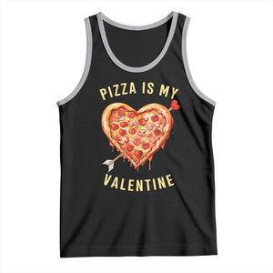 Funny Pizza Is My Valentine Tank Top Valentine's Day Heart Pepperoni Slice TS11 Black Athletic Heather Print Your Wear