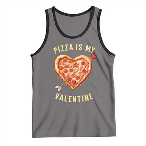 Funny Pizza Is My Valentine Tank Top Valentine's Day Heart Pepperoni Slice TS11 Deep Heather Black Print Your Wear