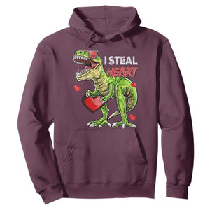 Funny Dinosaur Valentine's Day I Steal Heart Hoodie TS11 Maroon Print Your Wear