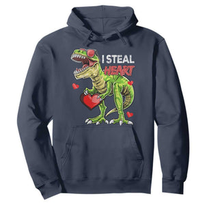 Funny Dinosaur Valentine's Day I Steal Heart Hoodie TS11 Navy Print Your Wear