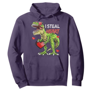 Funny Dinosaur Valentine's Day I Steal Heart Hoodie TS11 Purple Print Your Wear