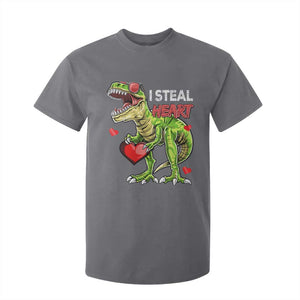 Funny Dinosaur Valentine's Day I Steal Heart T Shirt For Kid TS11 Charcoal Print Your Wear