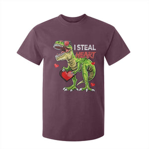 Funny Dinosaur Valentine's Day I Steal Heart T Shirt For Kid TS11 Maroon Print Your Wear