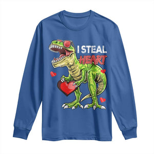 Funny Dinosaur Valentine's Day I Steal Heart Long Sleeve Shirt TS11 Royal Blue Print Your Wear