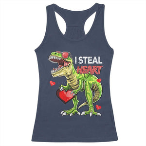 Funny Dinosaur Valentine's Day I Steal Heart Racerback Tank Top TS11 Navy Print Your Wear