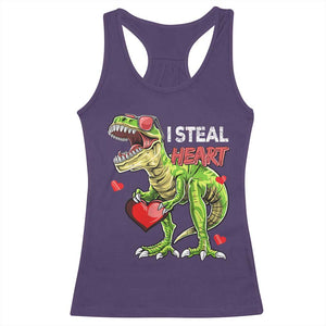 Funny Dinosaur Valentine's Day I Steal Heart Racerback Tank Top TS11 Purple Print Your Wear