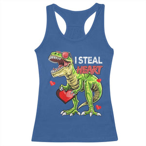 Funny Dinosaur Valentine's Day I Steal Heart Racerback Tank Top TS11 Royal Blue Print Your Wear