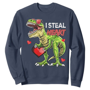 Funny Dinosaur Valentine's Day I Steal Heart Sweatshirt TS11 Navy Print Your Wear