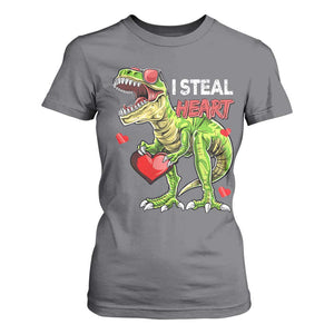 Funny Dinosaur Valentine's Day I Steal Heart T Shirt For Women TS11 Charcoal Print Your Wear