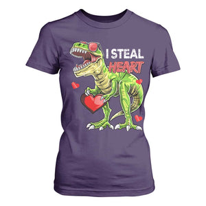 Funny Dinosaur Valentine's Day I Steal Heart T Shirt For Women TS11 Purple Print Your Wear