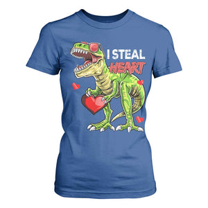 Funny Dinosaur Valentine's Day I Steal Heart T Shirt For Women TS11 Royal Blue Print Your Wear