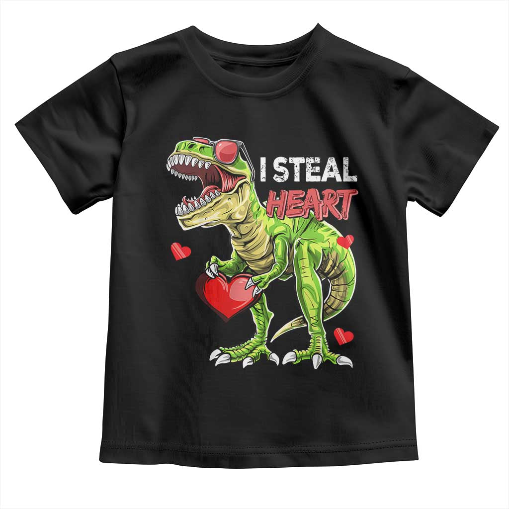 Funny Dinosaur Valentine's Day I Steal Heart Toddler T Shirt TS11 Black Print Your Wear