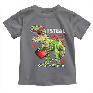 Funny Dinosaur Valentine's Day I Steal Heart Toddler T Shirt TS11 Charcoal Print Your Wear