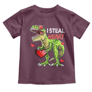 Funny Dinosaur Valentine's Day I Steal Heart Toddler T Shirt TS11 Maroon Print Your Wear