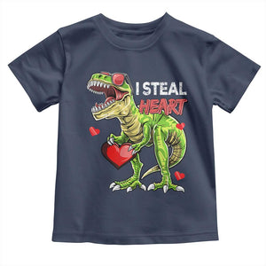 Funny Dinosaur Valentine's Day I Steal Heart Toddler T Shirt TS11 Navy Print Your Wear