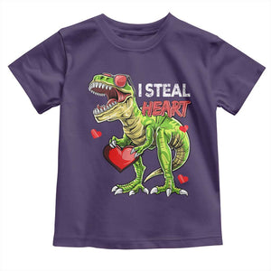 Funny Dinosaur Valentine's Day I Steal Heart Toddler T Shirt TS11 Purple Print Your Wear