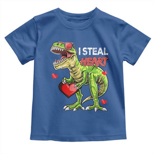 Funny Dinosaur Valentine's Day I Steal Heart Toddler T Shirt TS11 Royal Blue Print Your Wear